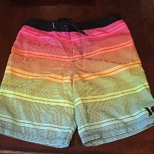 (J35) Hurley Vibrant Striped Swim Shorts